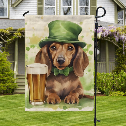 Shineful Garden Flag 12" x 18" Lucky Dachshund Cheers