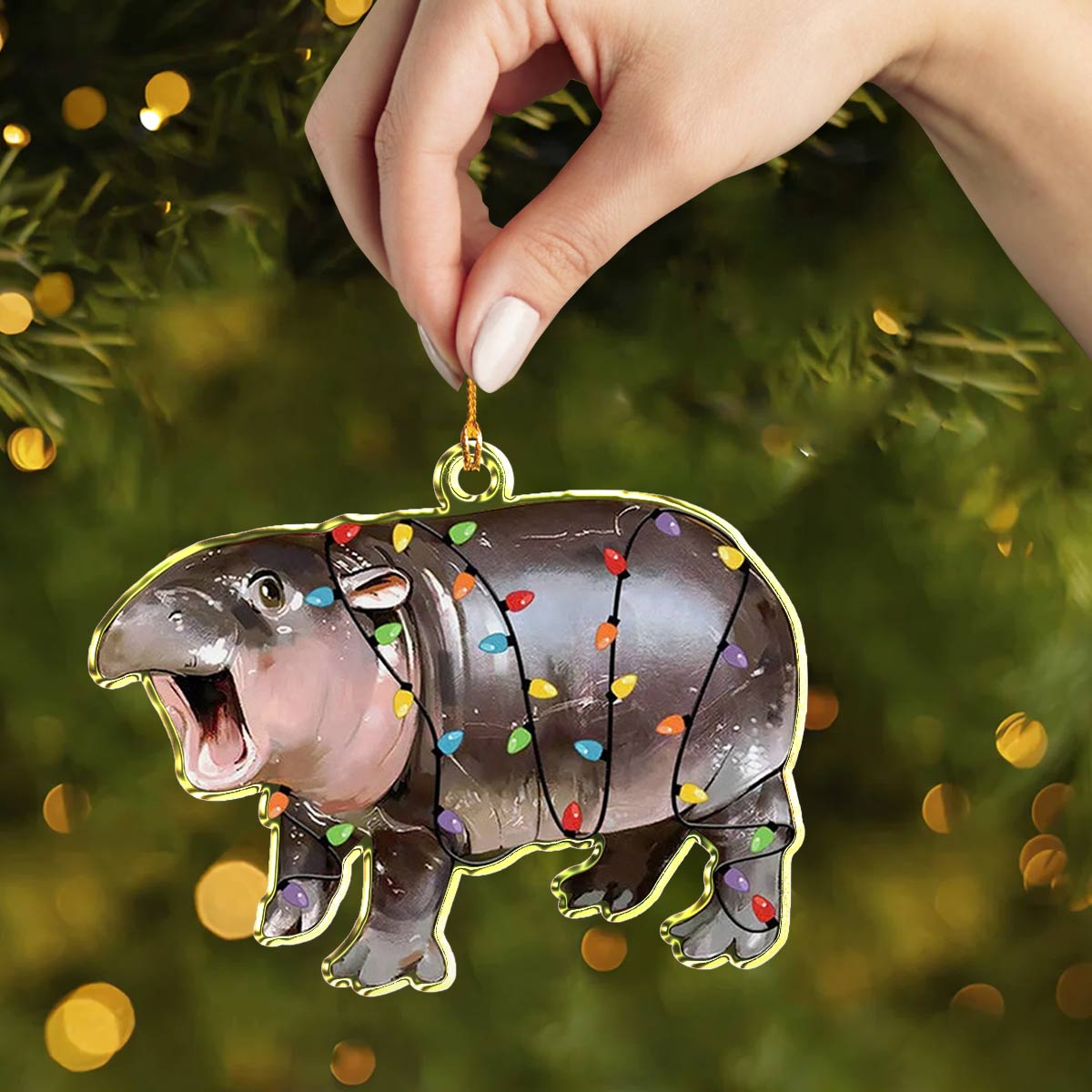 Shineful 2D Acrylic Ornament Baby Hippo Moo