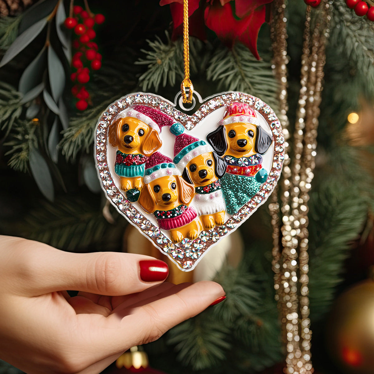 Shineful 2D Acrylic Ornament Christmas Dachshund With Heart