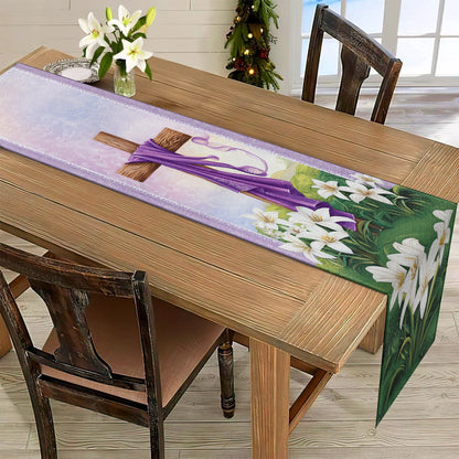 Shineful 2D Flat Print Quilted Table Runner Cross of Renewal