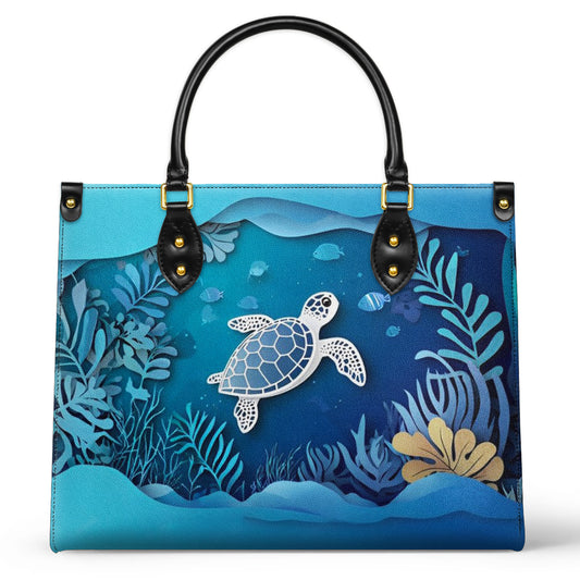 Shineful Leather Bag Sea Turtle Under The Water