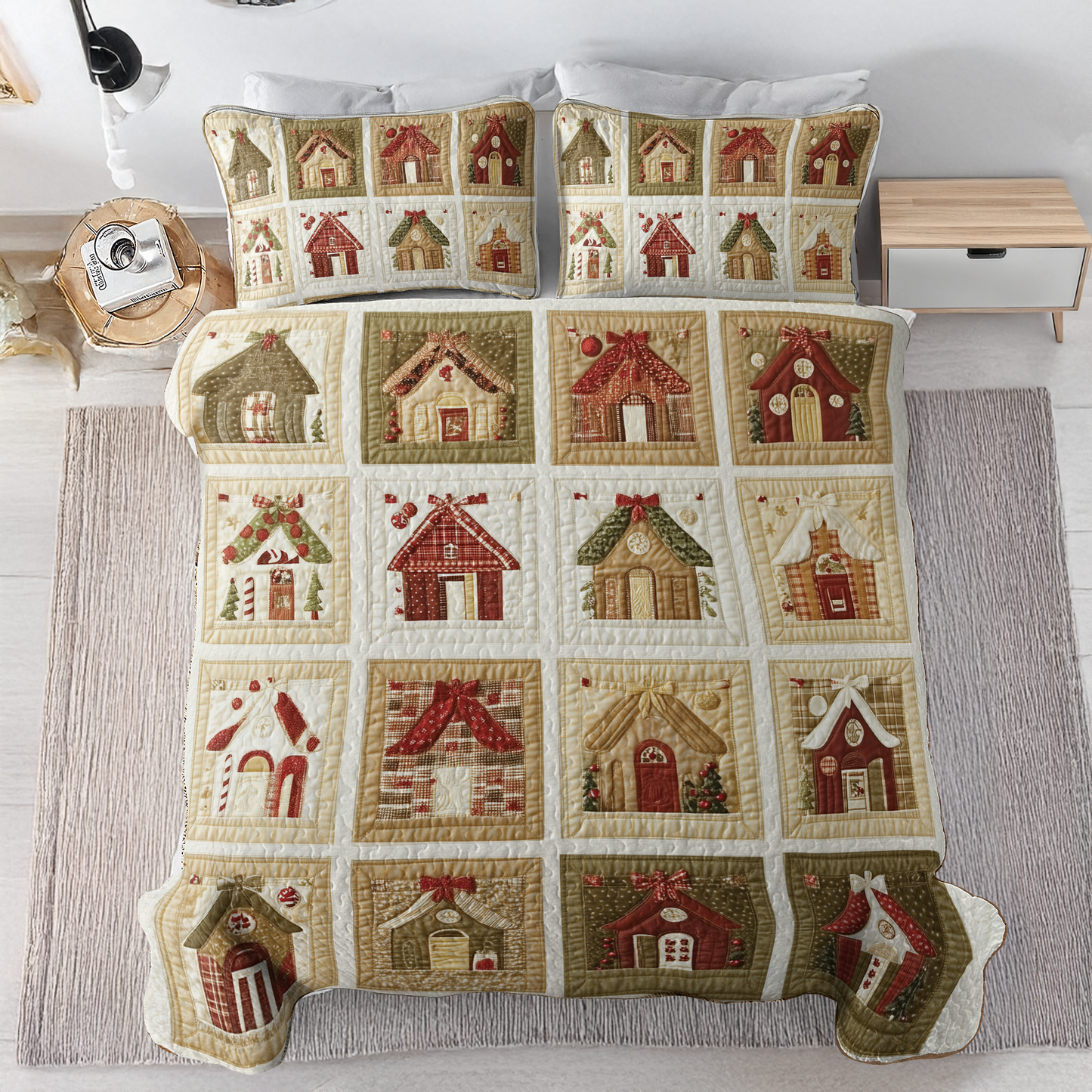 Shineful All Season Quilt 3-Piece Set - Gingerbread House