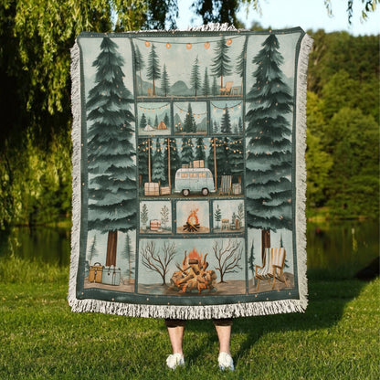 Shineful Woven Tapestry Throw Blanket - Cozy Camper's Escape