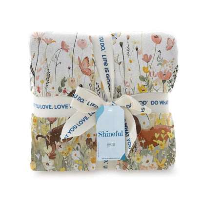 Shineful Fleece Blanket Flowers Dachshunds