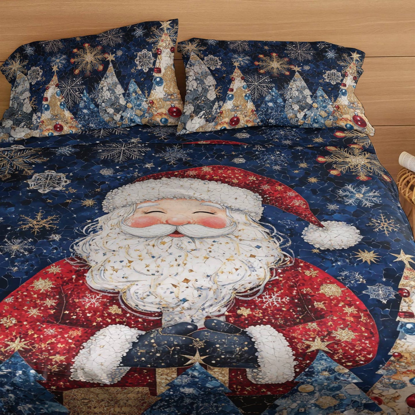 Shineful 4-Piece Bed Sheet Set Santa Dreams