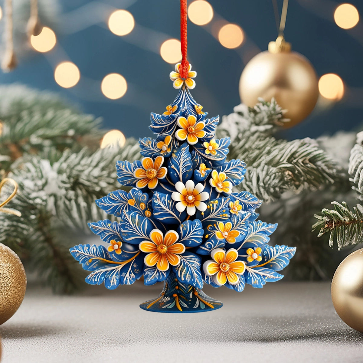 Shineful 2D Acrylic Ornament Golden Petal Christmas Tree