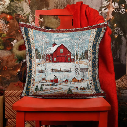 Shineful 2D Print Cushion Cover, Pillowcase, Pillows Covers - Red Barn Christmas