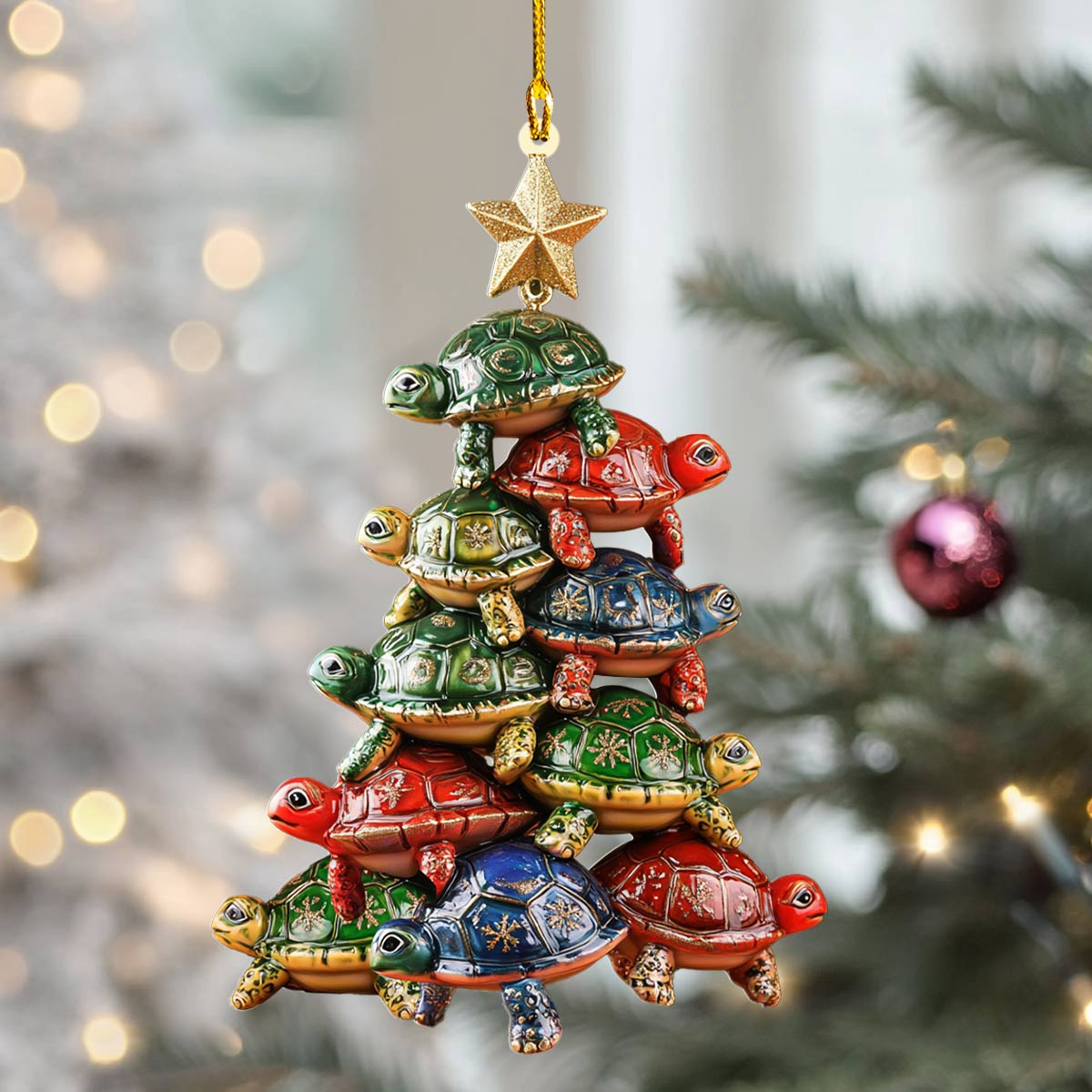 Glänzendes 2D Acrylornament Turtley Merry Christmas Tree 