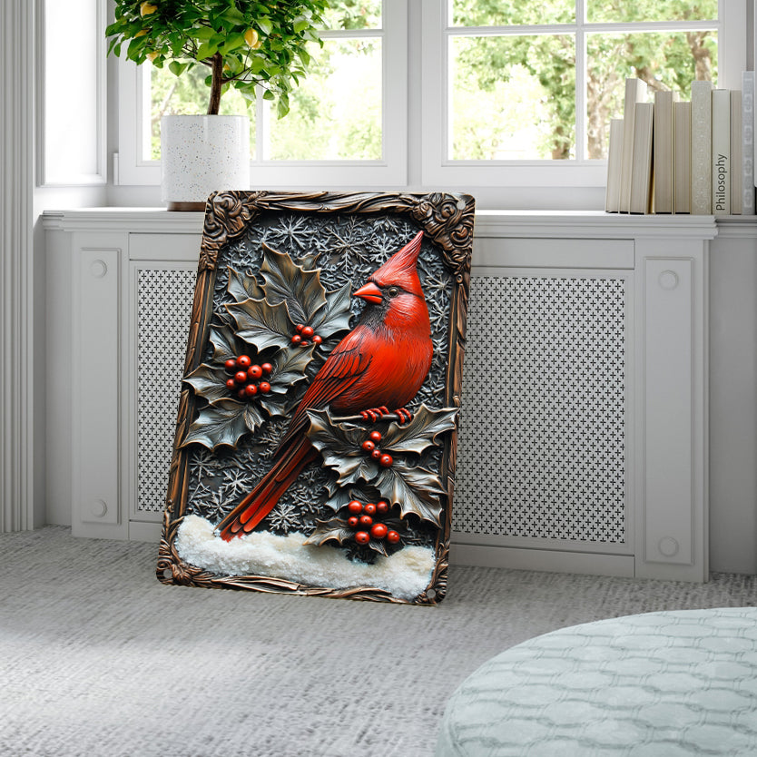 Shineful 2D Metal Sign Winter Forest Cardinal