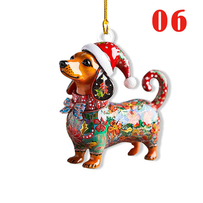 Shineful 2D Acrylic Ornament - Festive Dachshund Colllection