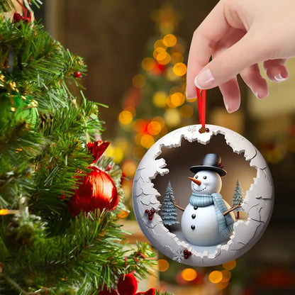 Shineful 2D Acrylic Ornament - Pack Discount SnowMan Wooden Christmas