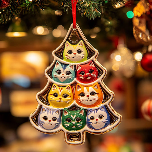 Shineful 2D Acrylic Ornament Colorful Kitty Tree