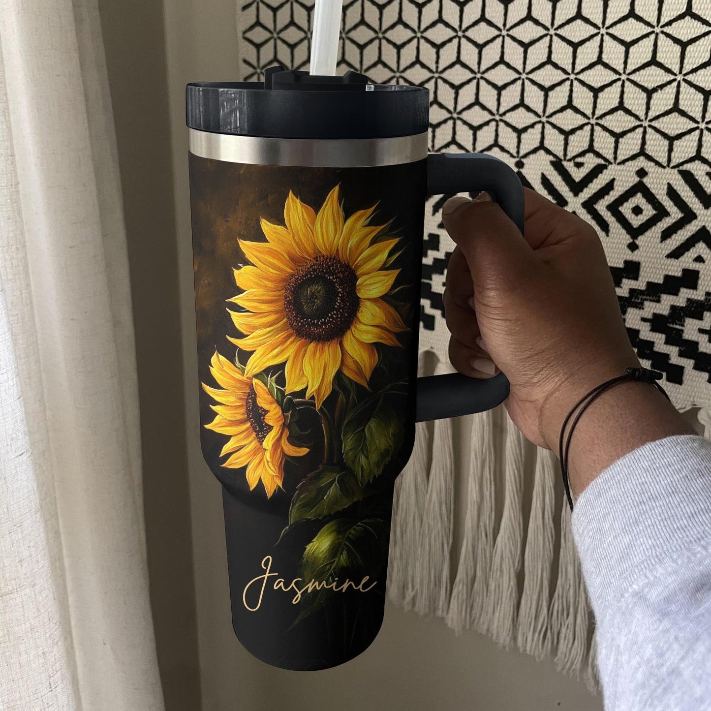 Shineful Tumbler Personalized Elegant Sunflower