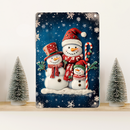 Shineful 2D Metal Sign Snowman Family Holiday