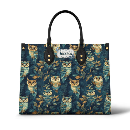 Shineful Leather Bag Personalized Nightfall Owl Symphony