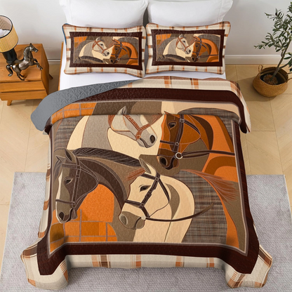 Shineful All Season Quilt 3-Piece Set Masterpiece In Horse