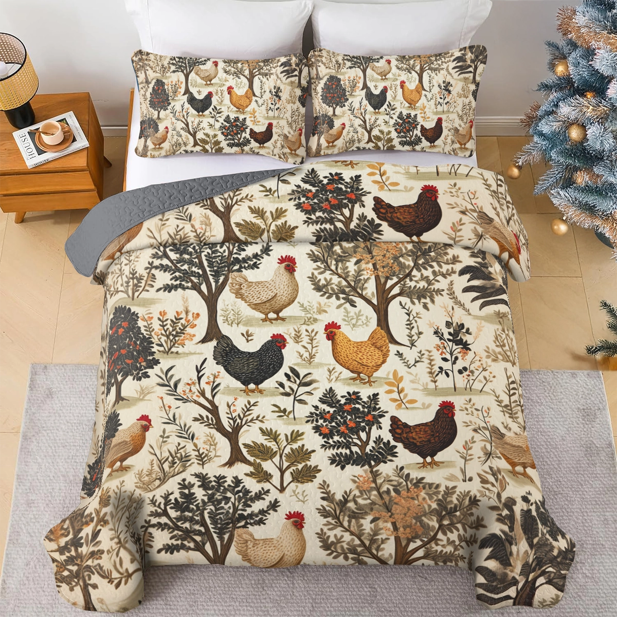 Shineful All Season Quilt 3-Piece Set Chicken Country Harvest