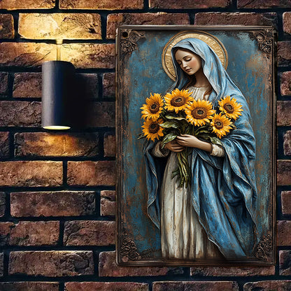 Shineful 2D Metal Sign Virgin Maria And Sunflowers