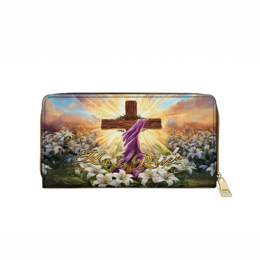 Shineful Leather Clutch Purse With Wristlet Strap Handle Easter Glory