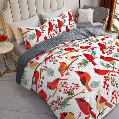 Shineful All Season Quilt 3-Piece Set Cardinals Family