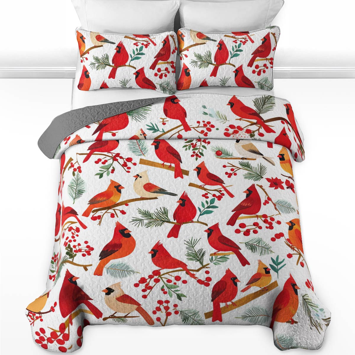 Shineful All Season Quilt 3-Piece Set Cardinals Family