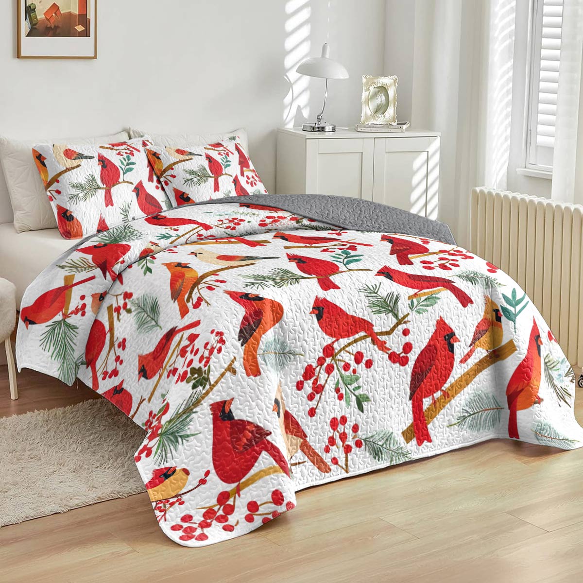 Shineful All Season Quilt 3-Piece Set Cardinals Family