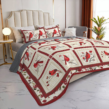 Shineful All Season Quilt 3-Piece Set Exquisite Cardinals