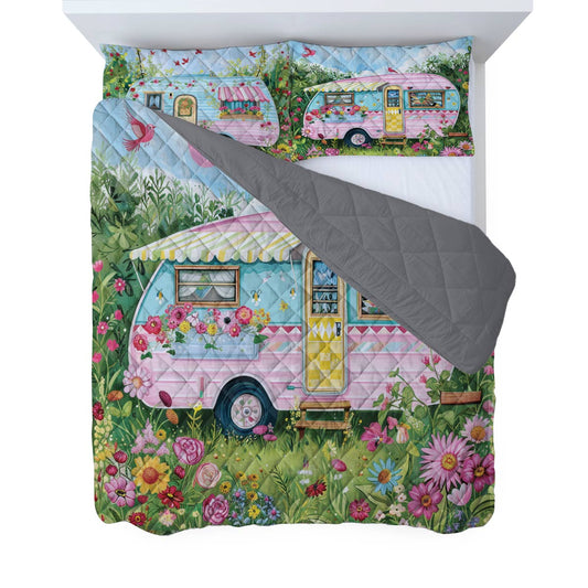 Ensemble de courtepointe toutes saisons Shineful 3 pièces Charming Camper 