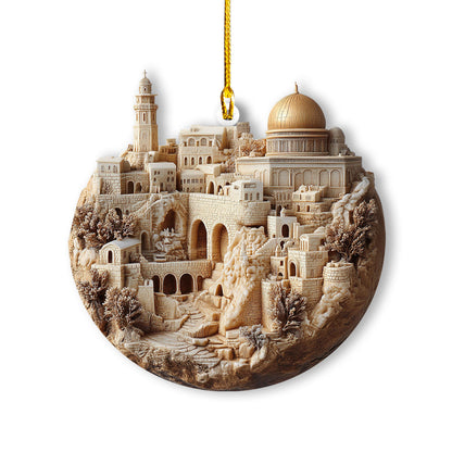 Glänzendes 2D-Acryl-Ornament – ​​Ewiges Jerusalem, Stadt des Glaubens 