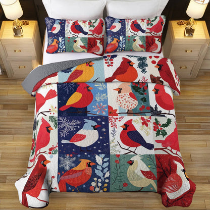 Shineful All Season Quilt 3-Piece Set Cute Cardinal Season