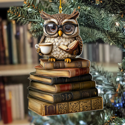 Shineful 2D Acrylic Ornament The Wise Bookworm Owl