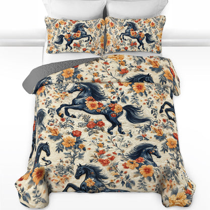 Shineful All Season Quilt 3-Piece Set Blooming Gallop