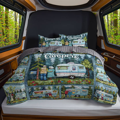 Shineful All Season Quilt 3-Piece Set Camping Is My Happy Place