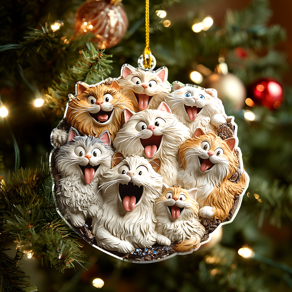 Shineful 2D Acrylic Ornament Crazy Cat Crew Holiday