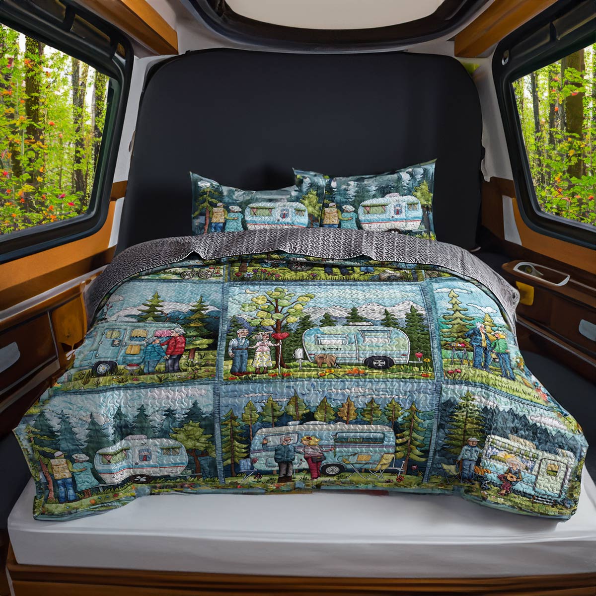 Shineful All Season Quilt 3-Piece Set Happy Camper Lovely