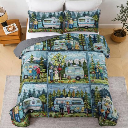 Shineful All Season Quilt 3-Piece Set Happy Camper Lovely