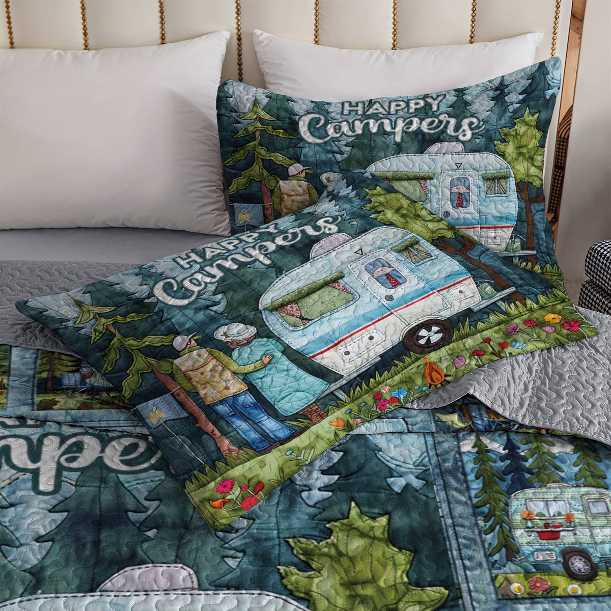 Shineful All Season Quilt 3-Piece Set Camping Is My Happy Place