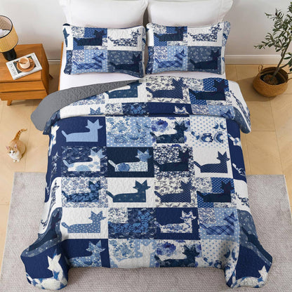 Shineful All Season Quilt 3-Piece Set Flowers Cat