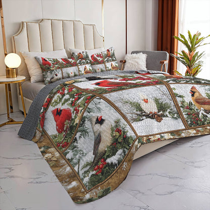 Shineful All Season Quilt 3-Piece Set Charming Wonderland Cardinals