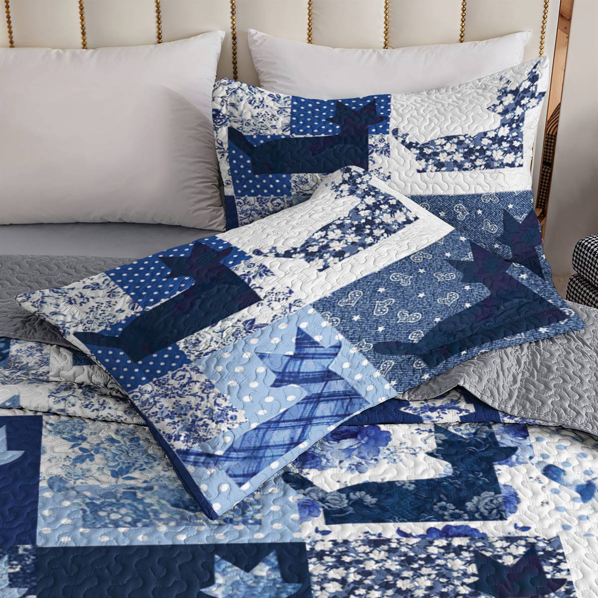 Shineful All Season Quilt 3-Piece Set Flowers Cat