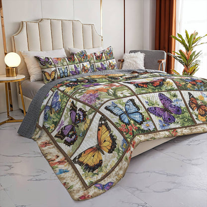 Shineful All Season Quilt 3-Piece Set Charming Wonderland Butterflies