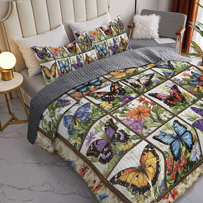 Shineful All Season Quilt 3-Piece Set Charming Wonderland Butterflies