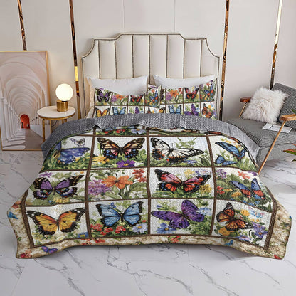 Shineful All Season Quilt 3-Piece Set Charming Wonderland Butterflies