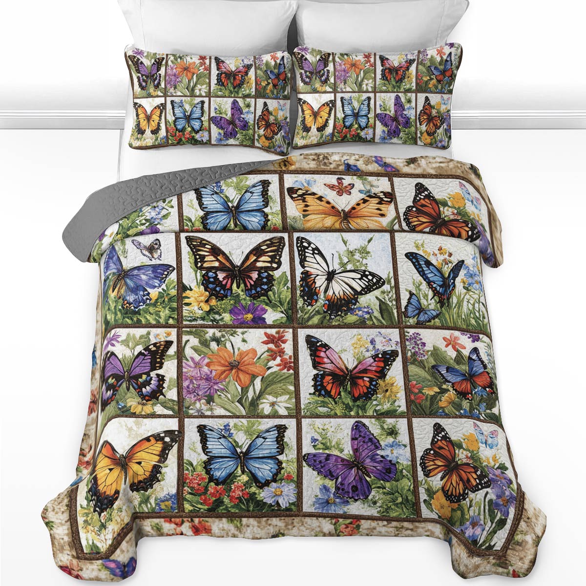 Shineful All Season Quilt 3-Piece Set Charming Wonderland Butterflies