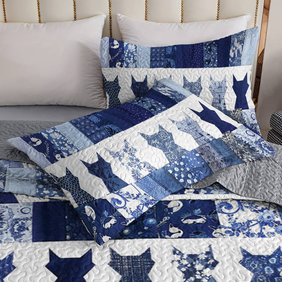 Shineful All Season Quilt 3-Piece Set Elegent Catmom Flowers