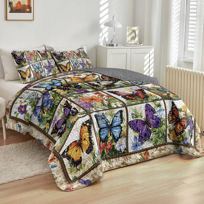 Shineful All Season Quilt 3-Piece Set Charming Wonderland Butterflies