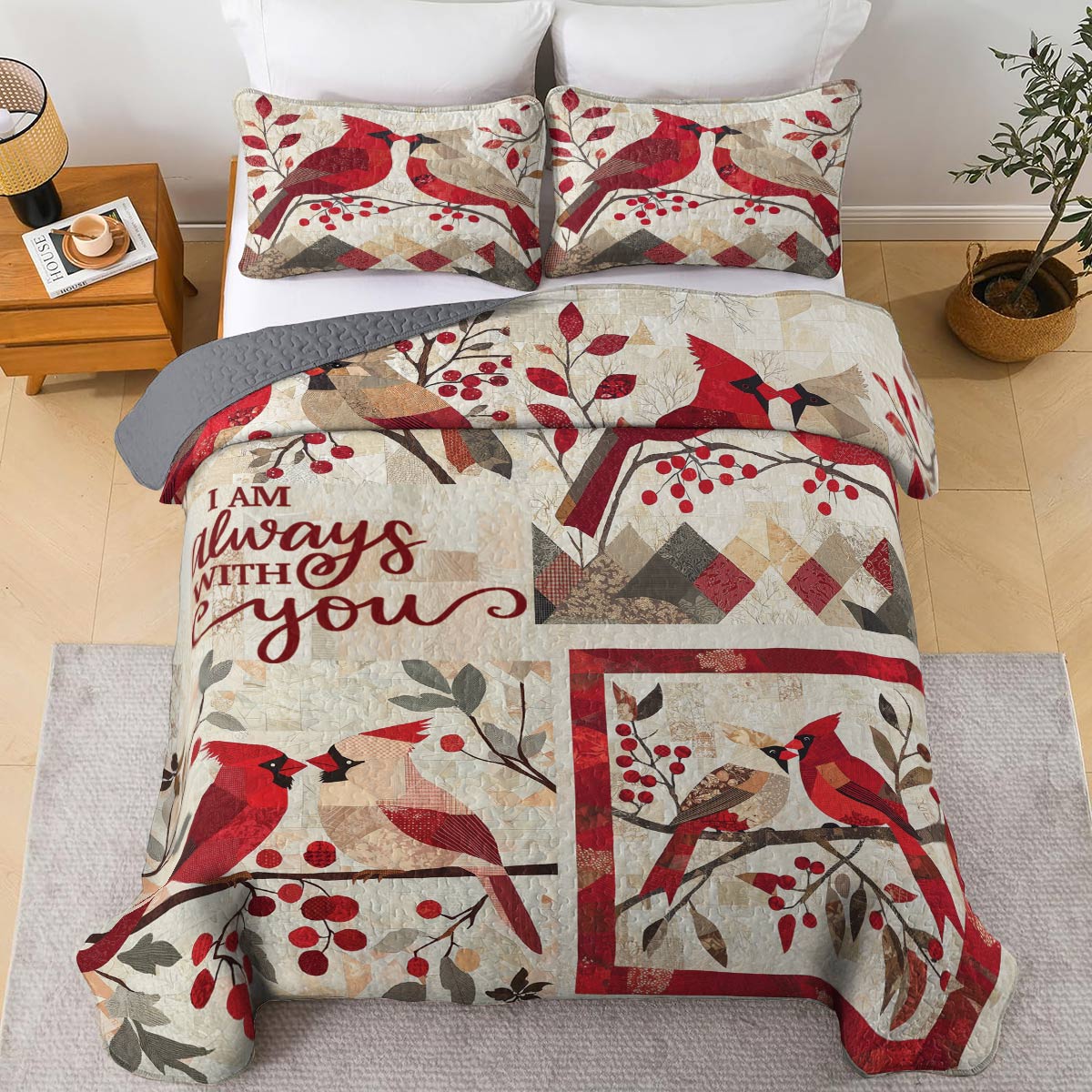 Shineful All Season Quilt 3-teiliges Set Cardinal Memorial