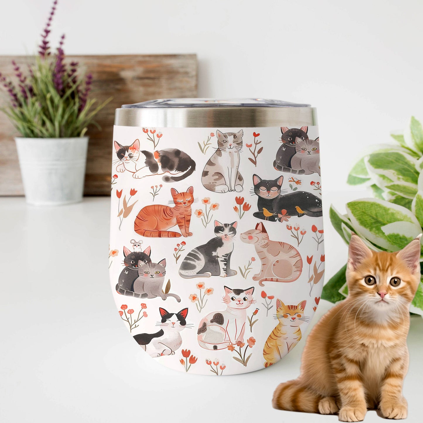 Shineful Wine Tumbler Sweet Cats