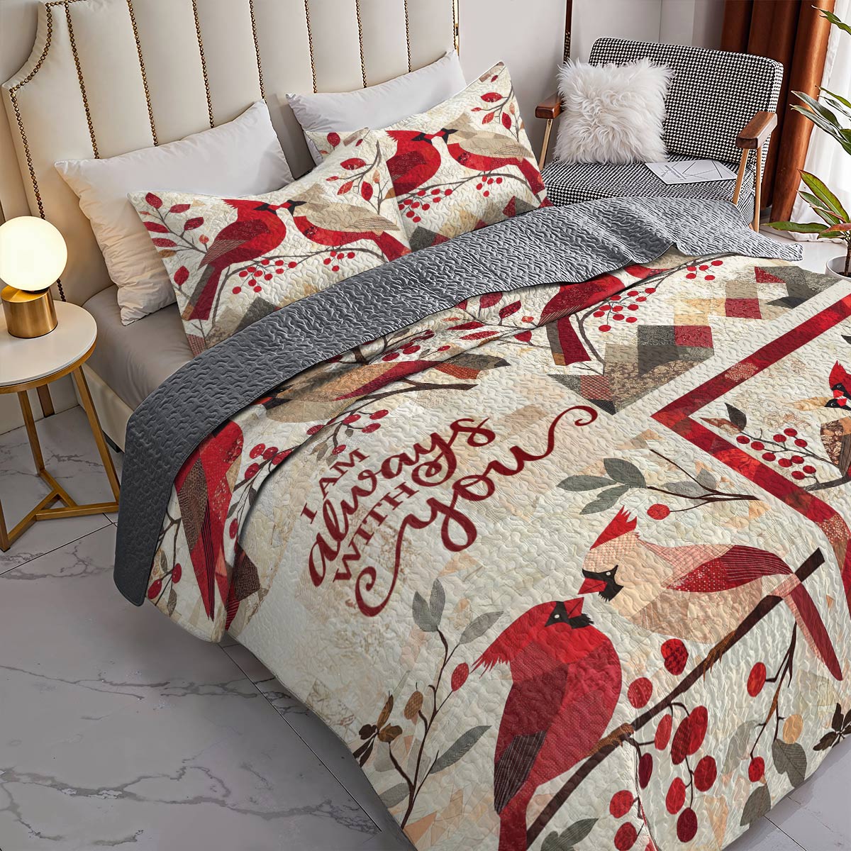 Shineful All Season Quilt 3-Piece Set Cardinal Memorial