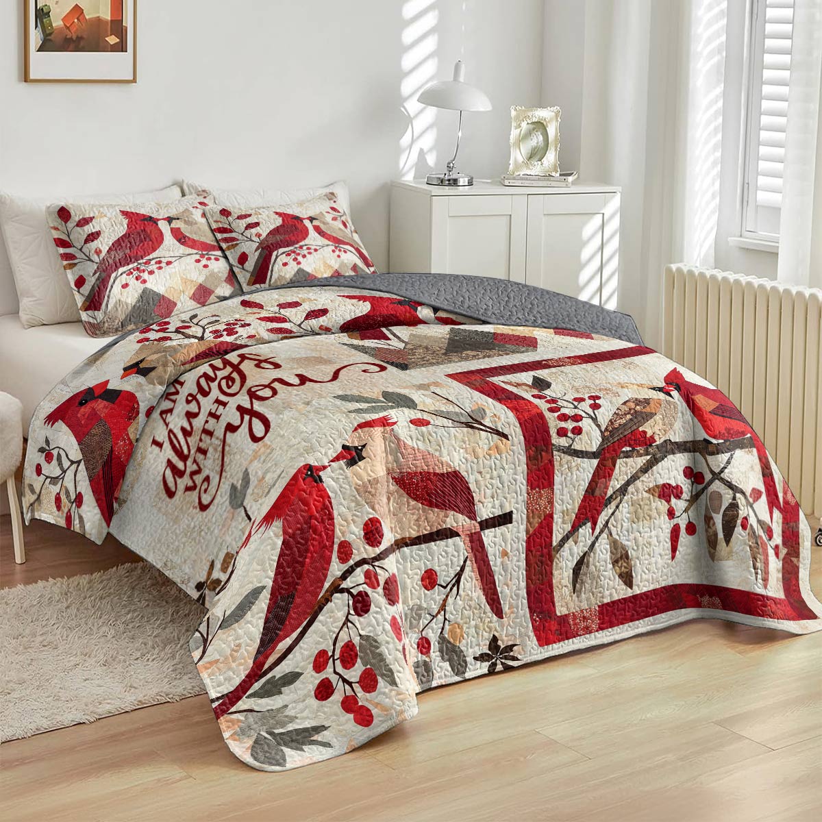 Shineful All Season Quilt 3-Piece Set Cardinal Memorial